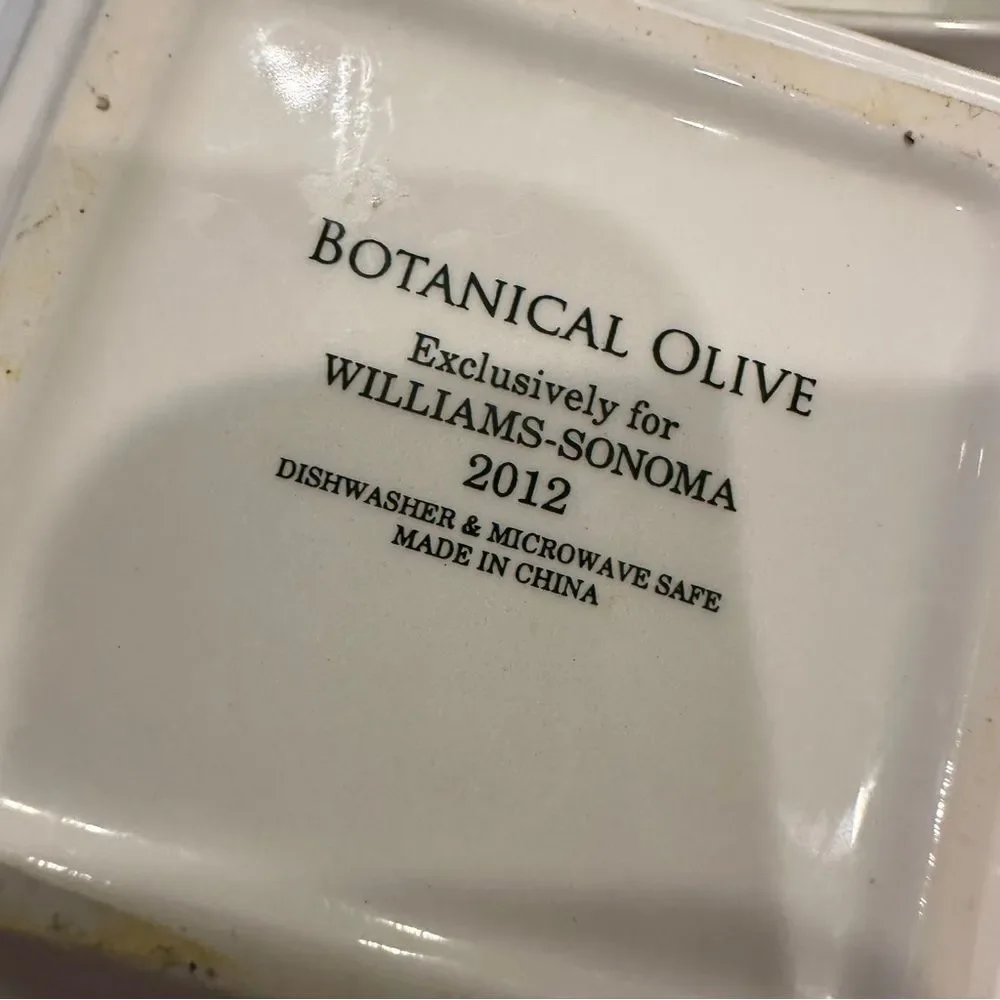 William Sonoma | four (4)  olive bowls trays serving botanical olive collection